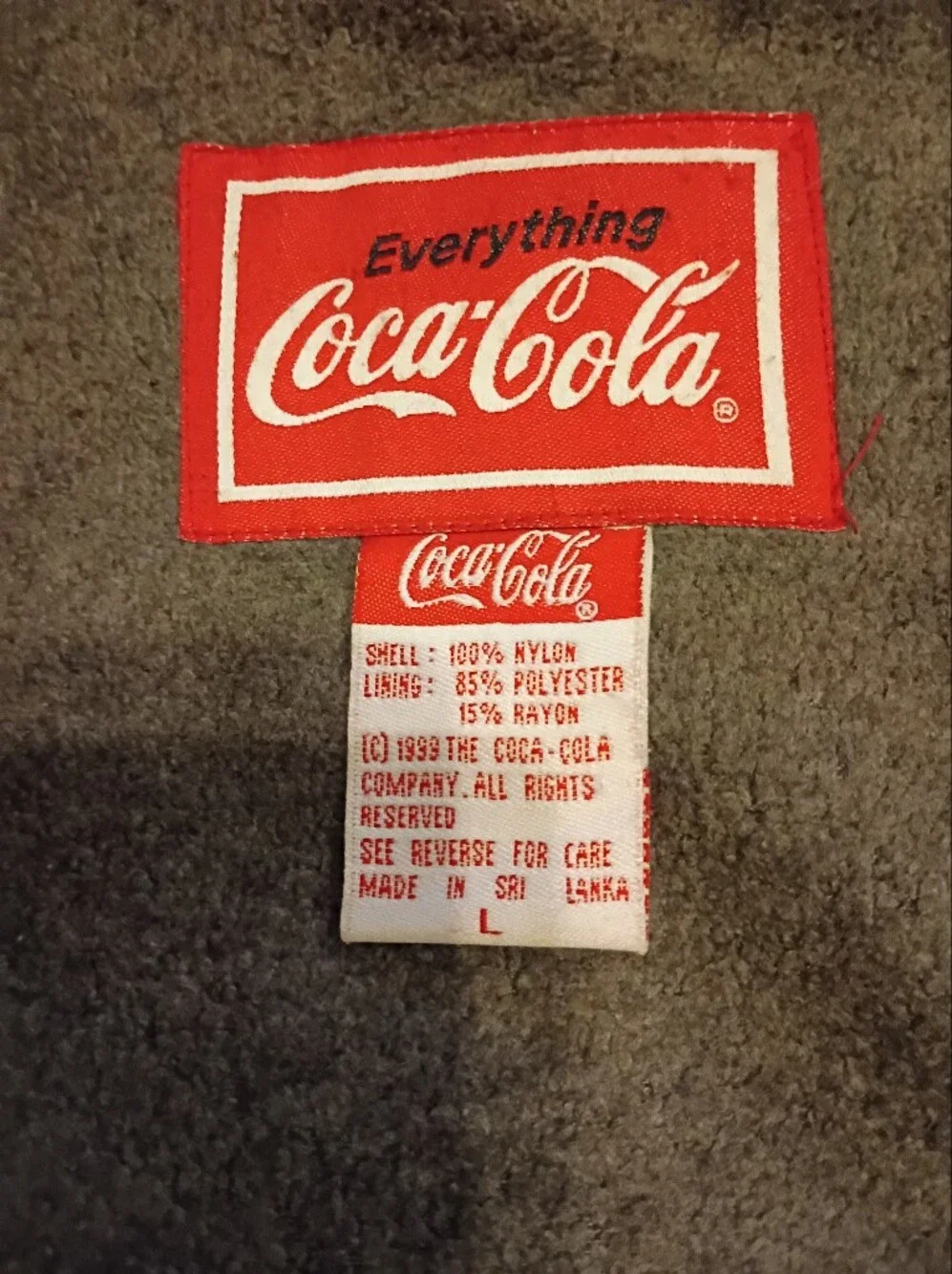 VTG Coca Cola Men's Black Windbreaker Fleece Lined Jacket YTK Sz L